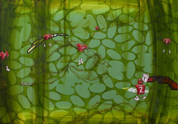 Kaneda, Showichi, Grasshopper, Mischtechnik auf Leinwand auf Holz, 2004, 63 x 91 cm