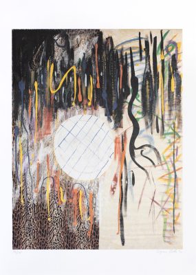 Polke,-Sigmar,-Reiher-mit-Sonnenuntergang,-Farboffsetdruck-auf-Hahnemühle-Karton,-39_75+X,-1996,-66,3x51,5-auf-83,7x59,5cm_oR