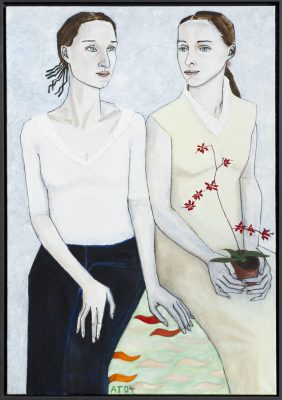 Theinert, Anke, Bild mit Orchidee, Öl auf Leinwand, 2004, 130 x 90 cm, mR